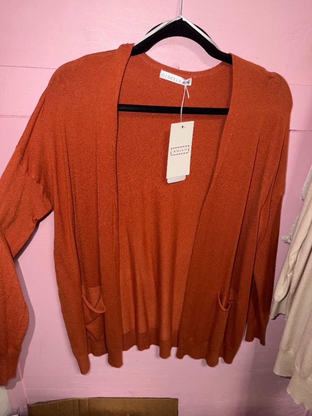 Ninexis Burnt orange open front cardigan with pockets 🍑 NWT